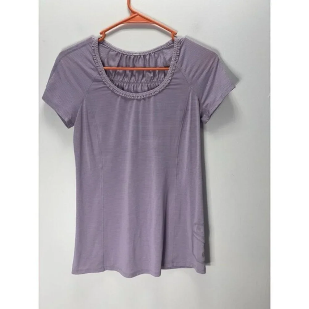 Lululemon Women Run Wild short sleeve shirt top Sz 4 lavender rose quartz ruffle - Picture 3 of 5